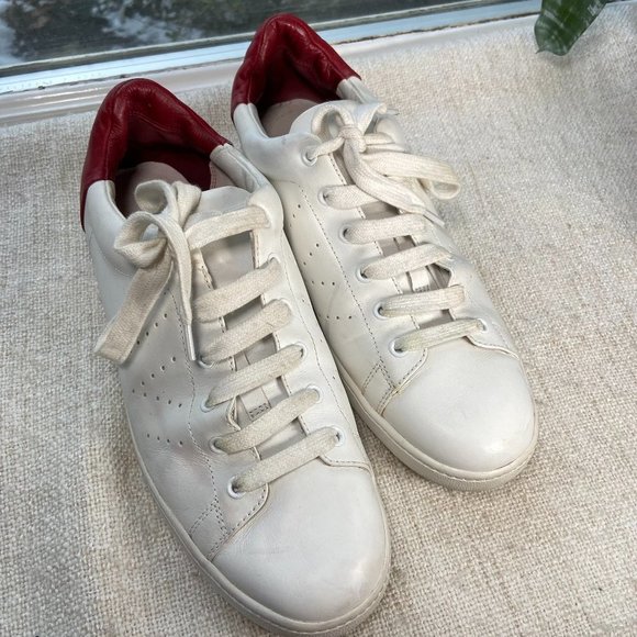 VINCE Leather Low-Top kicks red And white sneakers Size 9 M (11 W) - Picture 3 of 6